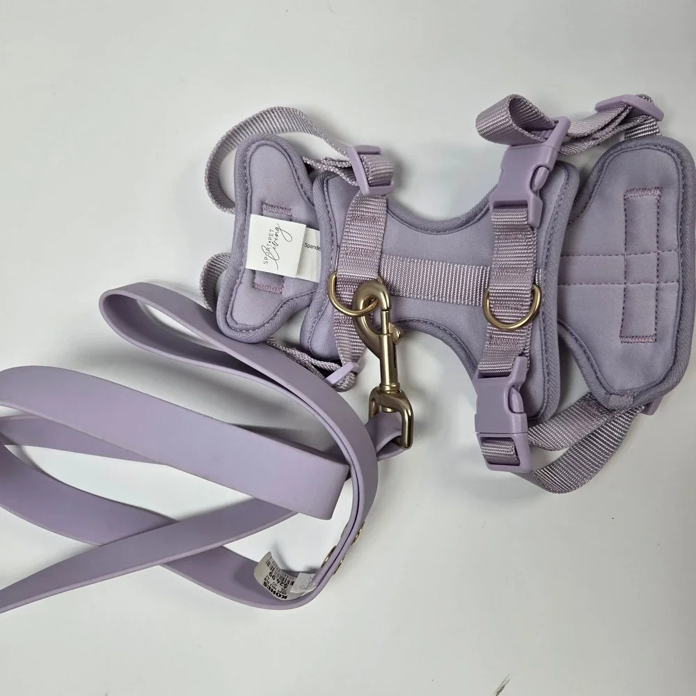 Sonoma Sport Pet Living Dog Collar Leash Harness Bundle S M Pink Purple Leopard